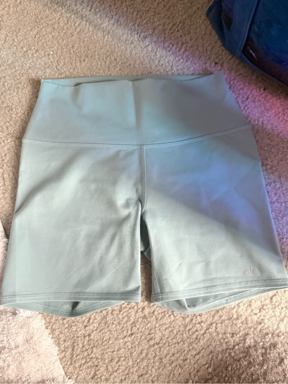 ALO Yoga High-Rise Biker Shorts in Mint Green